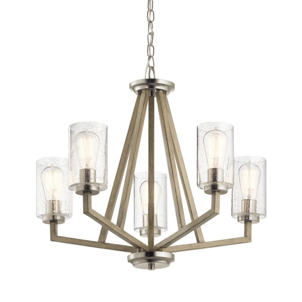 Lampadario Deryn grigio anticato in vetro 5xE27 Kichler