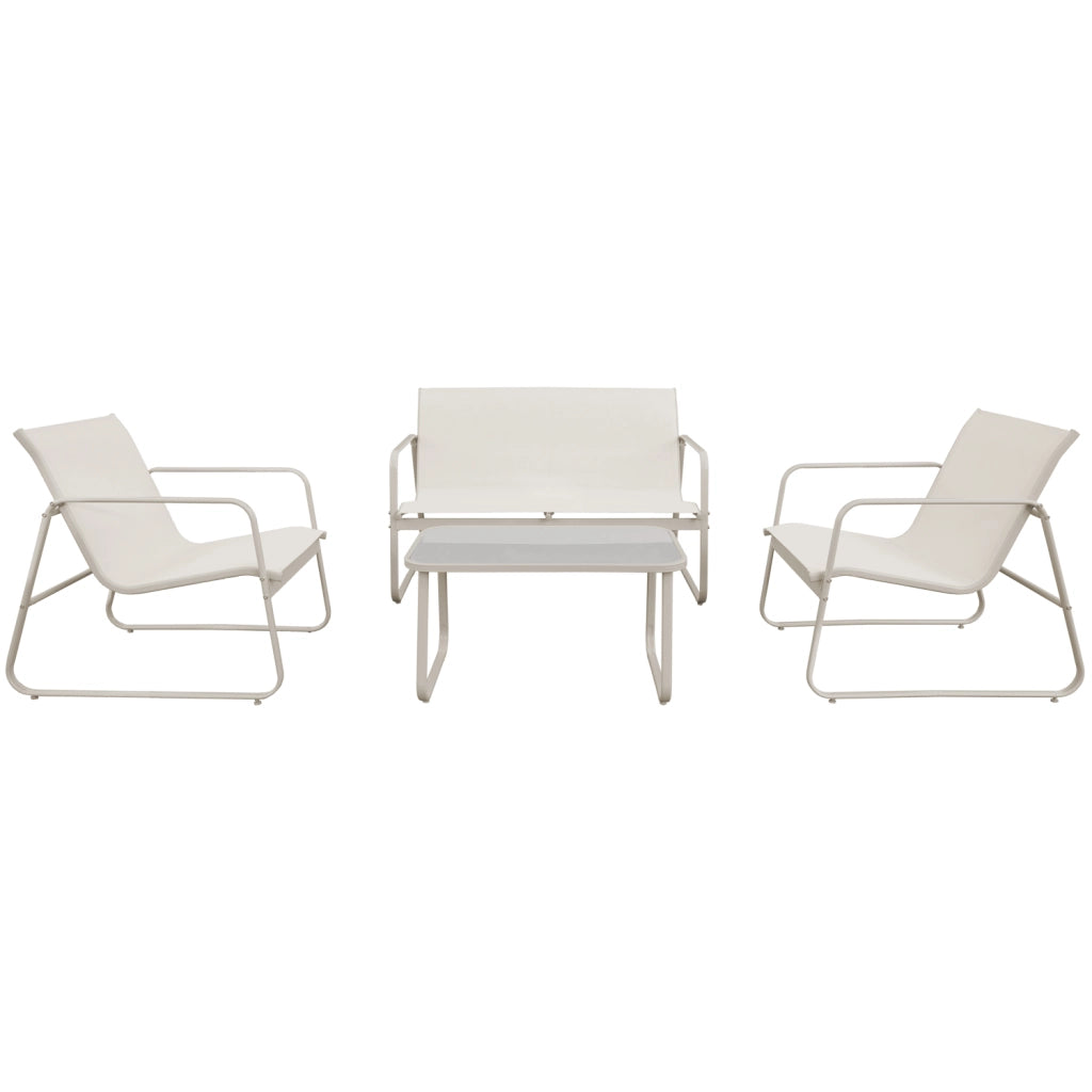 Set di mobili da giardino a 4 posti in textilene beige TENERIFE