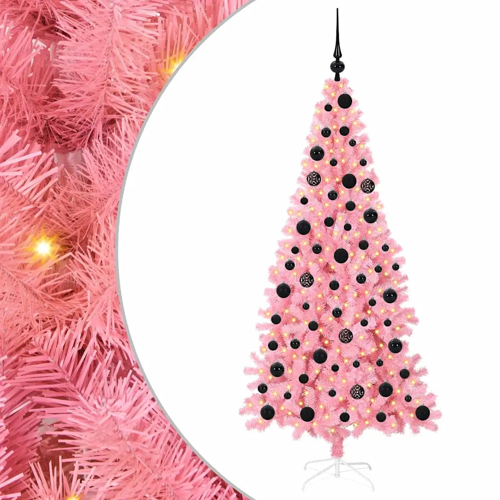 Albero di Natale | Decorazioni natalizie con 300 LED con supporto Rosa 180 cm PVC