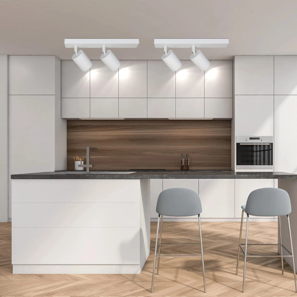 ZMH Faretto da soffitto bianchi 2 lampadine GU10 girevoli 350° max 25W