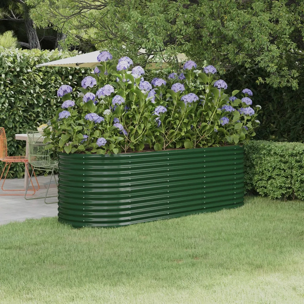 Fioriere | Cassetta per fiori | Letto Giardino Acciaio Zincato 224x80x68 cm Verde