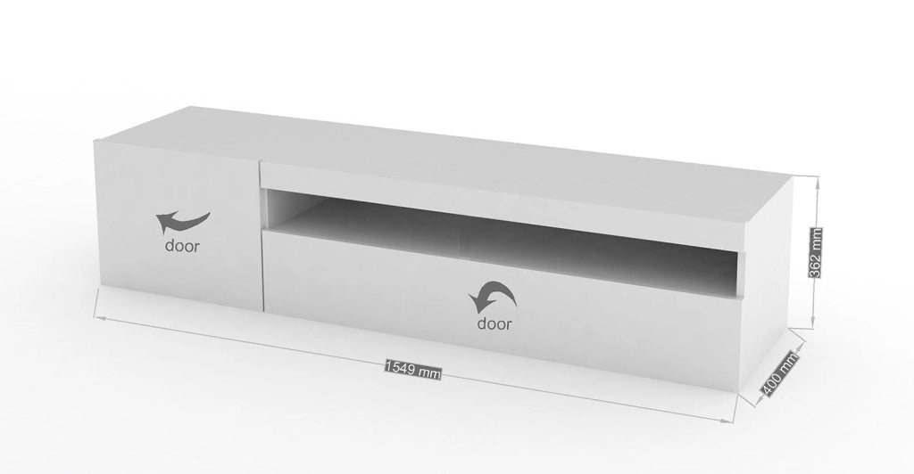 Mobile TV 2 Ante 154,9x40x36,5 cm Daiquiri Bianco Lucido