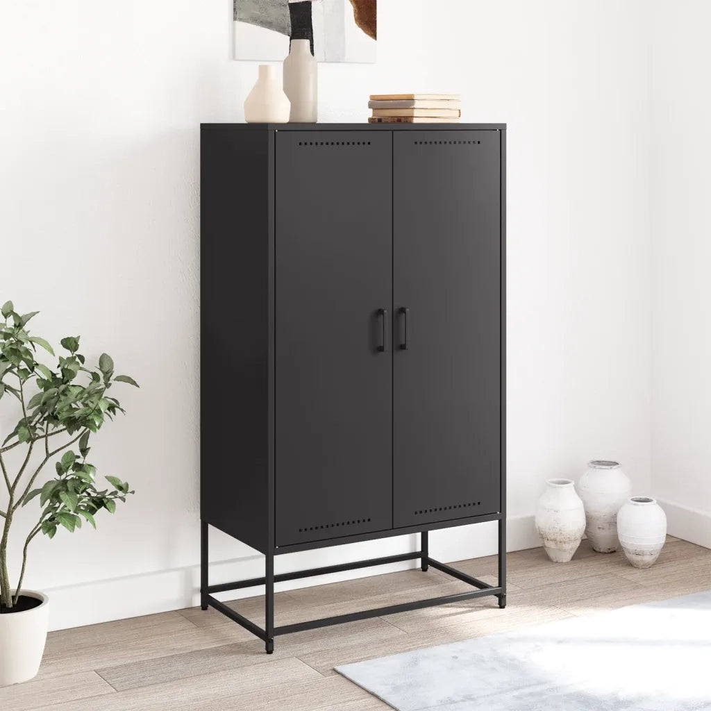 Credenza Nera 68,5x38,5x123,5 cm in Acciaio 846494