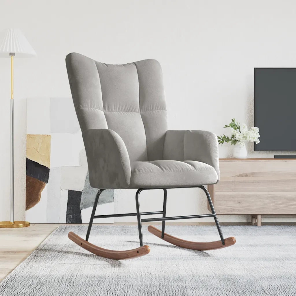Sedia a Dondolo Grigio Chiaro in Velluto cod mxl 68830