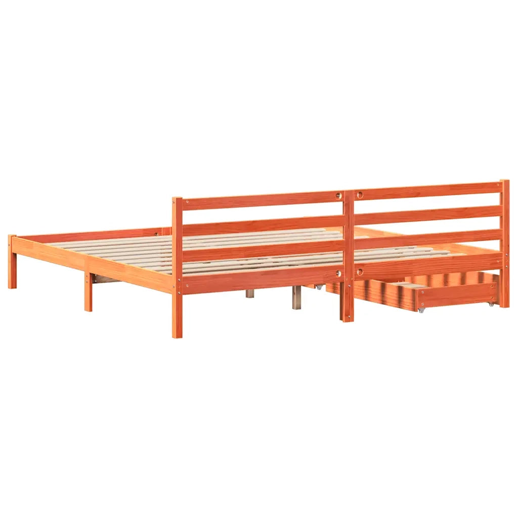 Letto senza Materasso Marrone Cera 200x200 cm in Legno di Pino