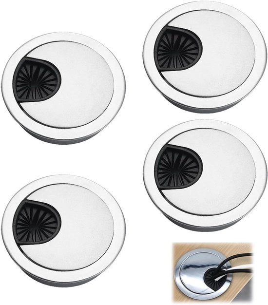 Cavi Doorvoer per Bureaux Ø 60 mm 4 Pezzi - Materiale Metallico - Computer - Ufficio