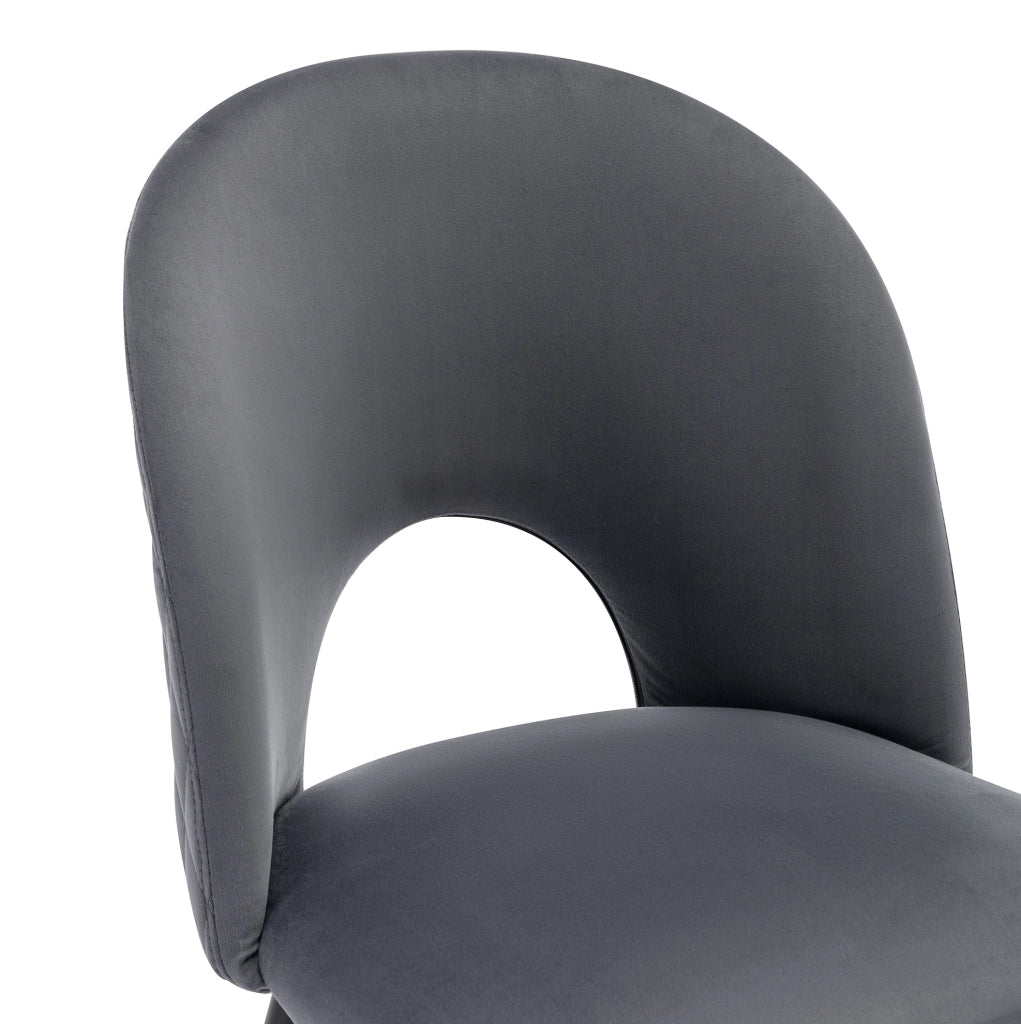 Sedia imbottita 47x44x84 cm con schienale; velluto e piedini regolabili grigio