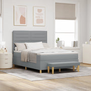 Letto con Box Spring e Materasso Grigio Chiaro 140x190 cm Tessuto