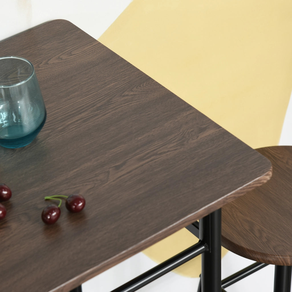Tavolo da bar ¨C zephmum ¨C MDF noce metallo nero 2 sgabelli