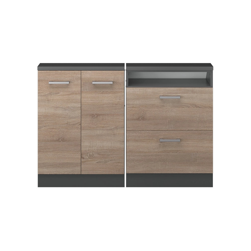 Mobile cucina sottotetto R-Line Sonoma/Antracite 120 cm Set di 2 Vicco