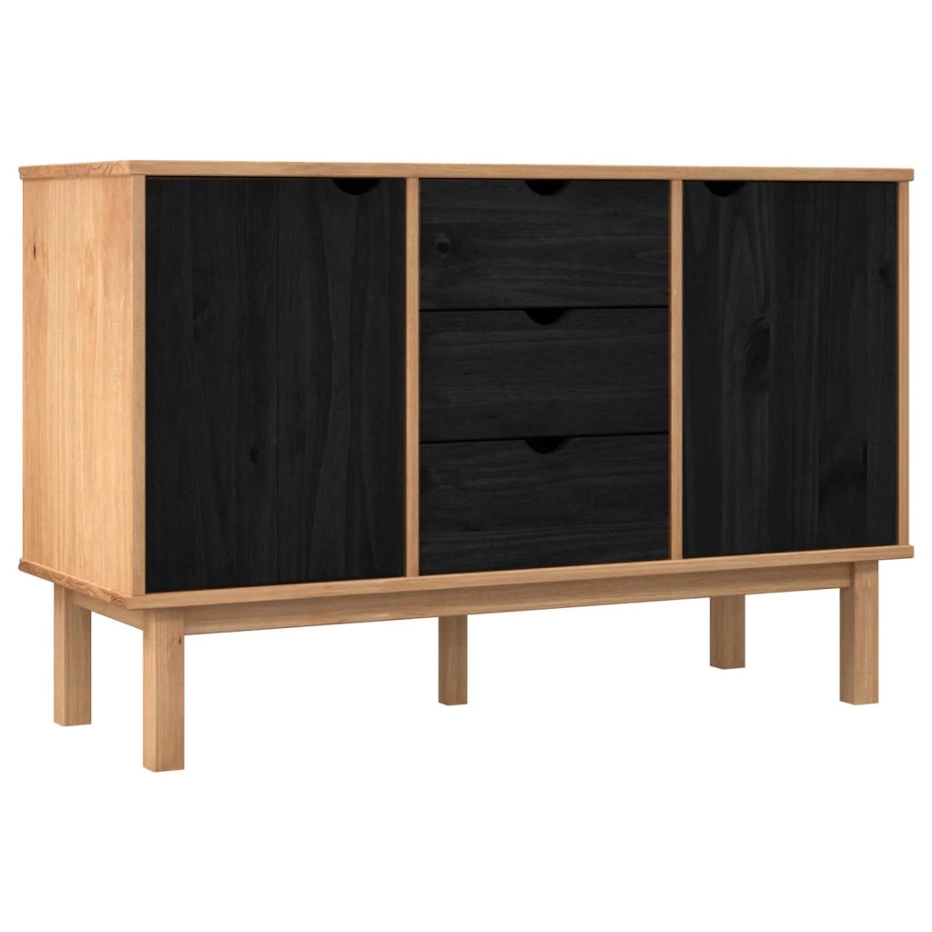 Credenza OTTA Nero 113,5 x 43 x 73 cm Legno Massello di Pino 42041753