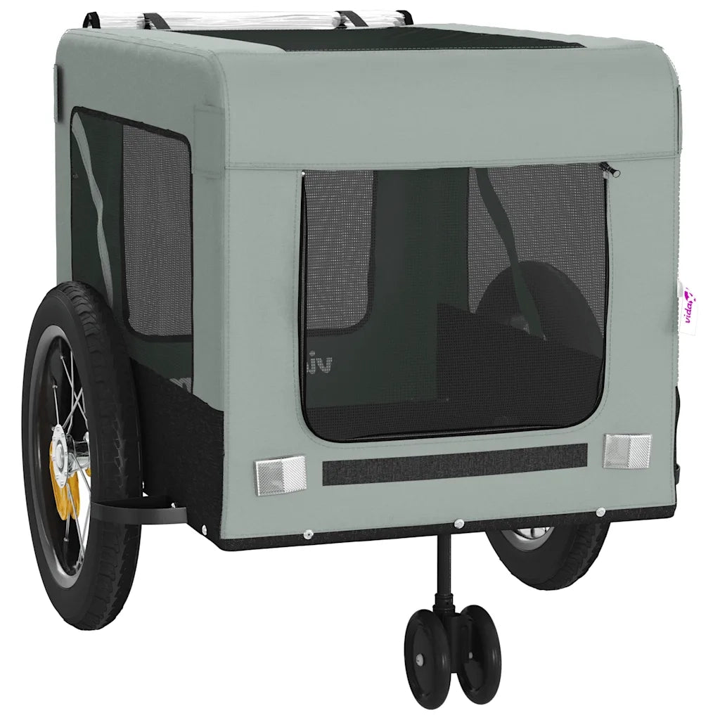 Rimorchio da Bici per Animali Grigio e Nero Oxford e Ferro CFW1169116