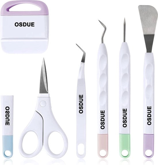 Set di accessori per plotter in acciaio inossidabile, composto da 6 pezzi, per applicazioni HTV, lettering e personalizzazione con Cricut Silhouette.