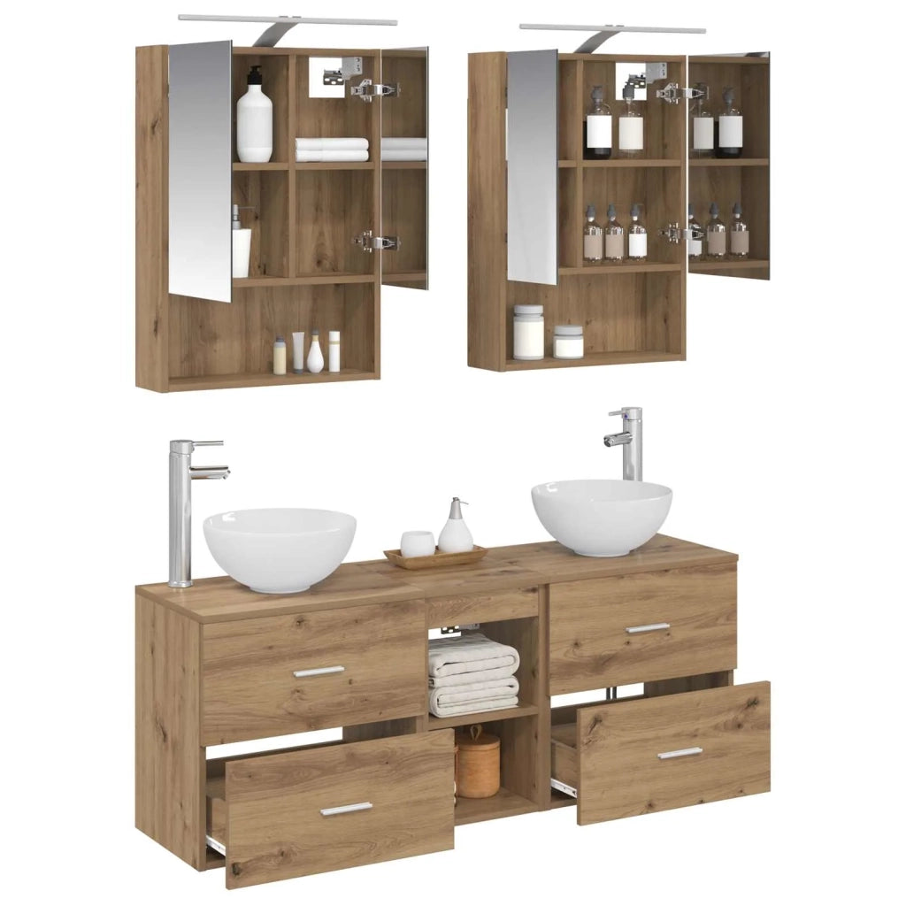 Set di Armadi da Bagno 5 pcs Rovere Artigianale 3406686