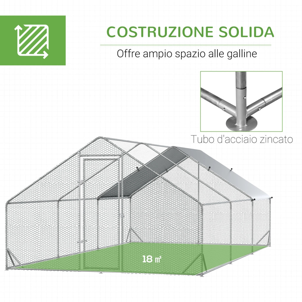 Pollaio da Giardino ¨C Zephmum ¨C Argento, Telaio Zincato, 3x6x2m