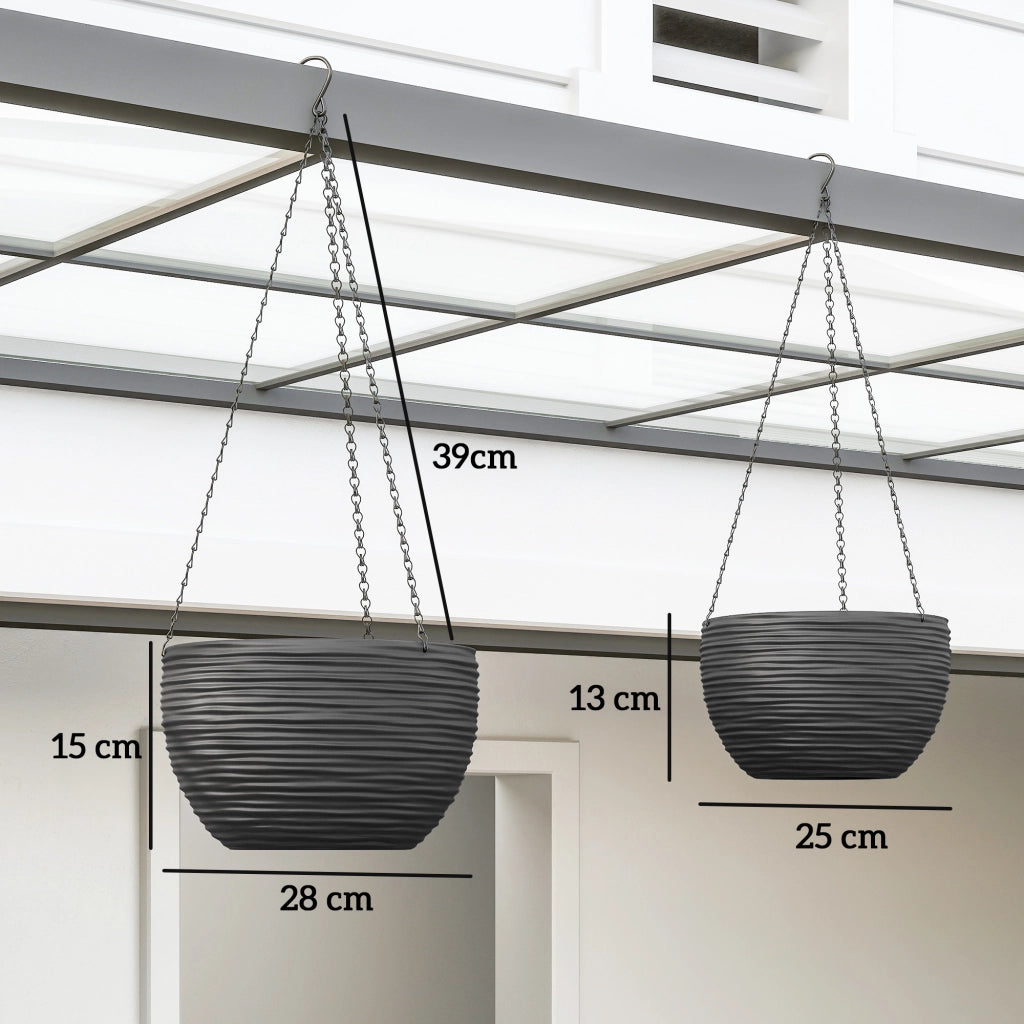 Vasi Autoirriganti con Catena Metallica per Interno ed Esterno ¨C zephmum ¨C 4 Pezzi, Nero