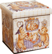 Biscottini Pouf contenitore richiudibile in ecopelle peluche Praticissimo 32x32x32