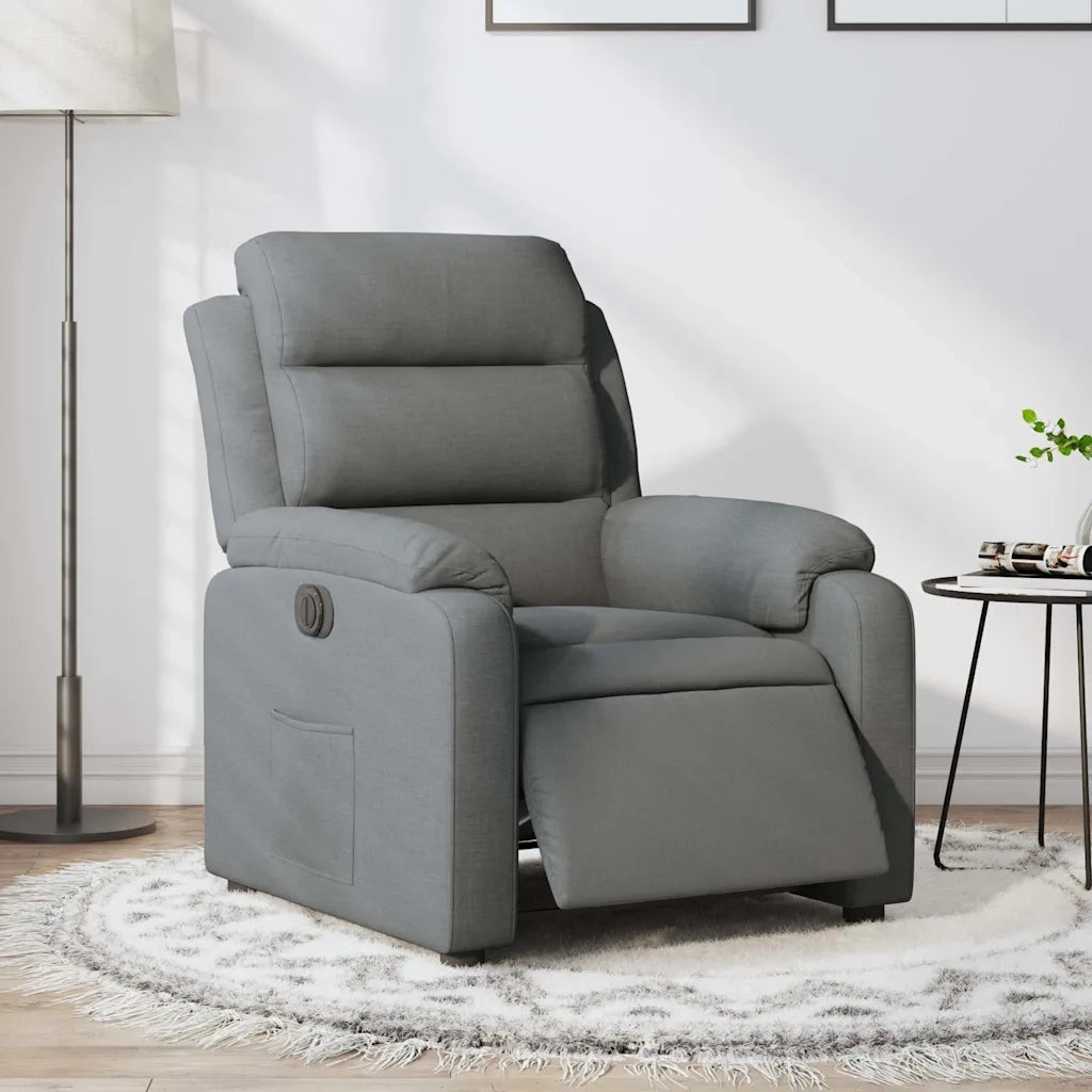 Poltrona | Sedia Relax Elettrica Reclinabile Grigio Scuro in Tessuto