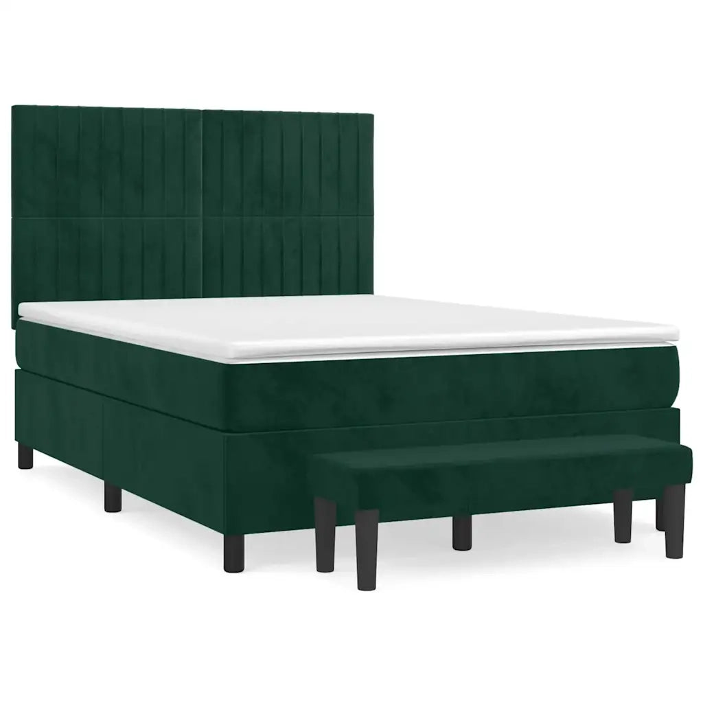 Giroletto a Molle con Materasso Verde Scuro 140x190 cm Velluto 3137962