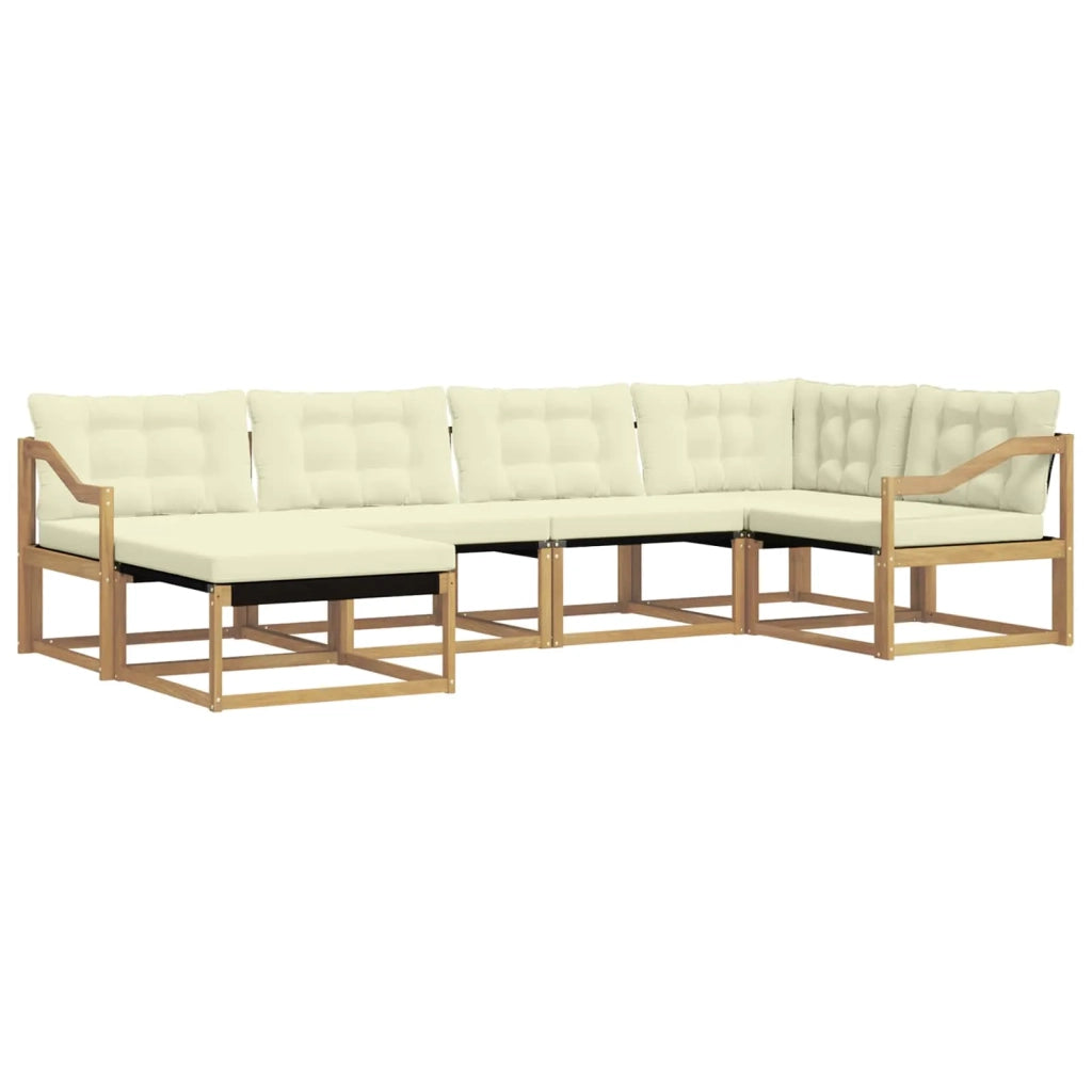 Set di divani da esterno con cuscino 6 pcs Bianco e Crema