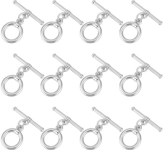 12 Set di Chiavi a Sfera in Acciaio Inox con Finestra di Platino - Chiavi a Sfera - Chiavi a Cerniera - Accessori per Gioielli - Fai da Te Catena/Bracciale - Materiale Duraturo