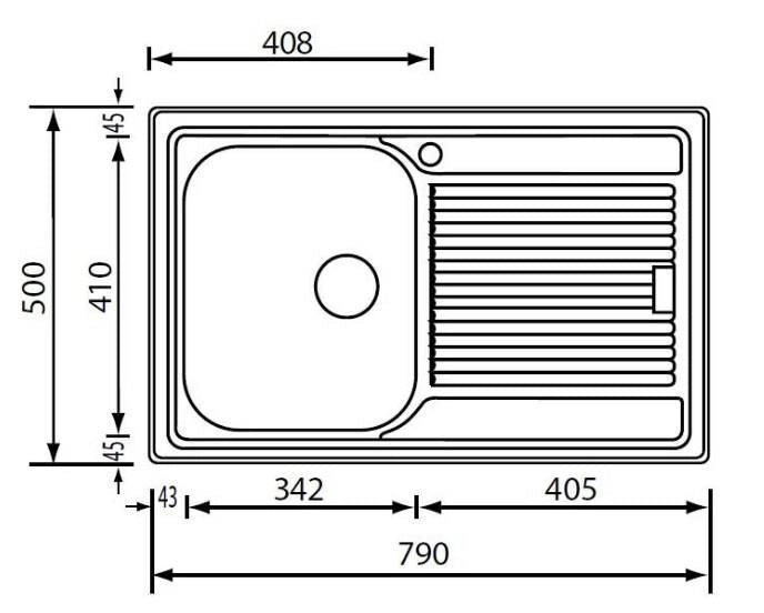 CM Filoslim 79 x 50 1V Lavello ad incasso Rettangolare Acciaio inossidabile