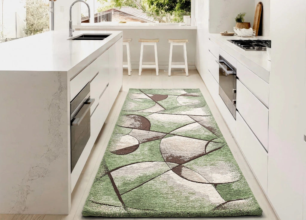 Tappeto Passatoia Cucina Corsia Retro Antiscivolo Disegno Universo By Suardi - 55x190 - Verde