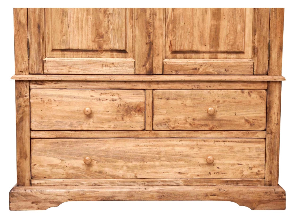 Biscottini Armadio Country in legno massello di tiglio finitura naturale L120xPR59xH197 cm. Made in Italy