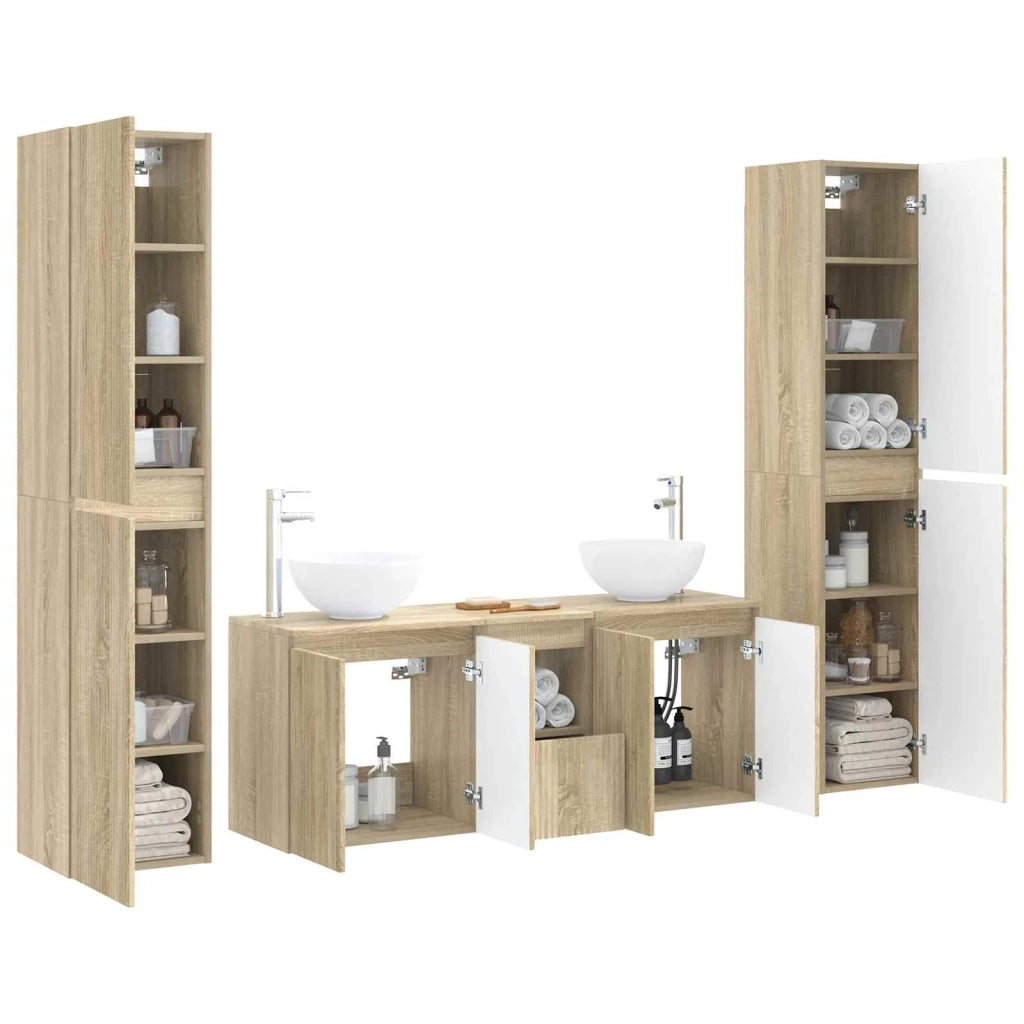 Set di mobili per il bagno 5 pz Rovere Sonoma 3406025