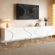 Mobile TV 170x35x50 cm con 4 ante e push-to-open in PB e MDF bianco