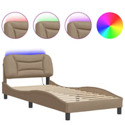 Letto singolo | Letto per adulti | Giroletto con LED senza Materasso Hvar Cappuccino 80x200 cm