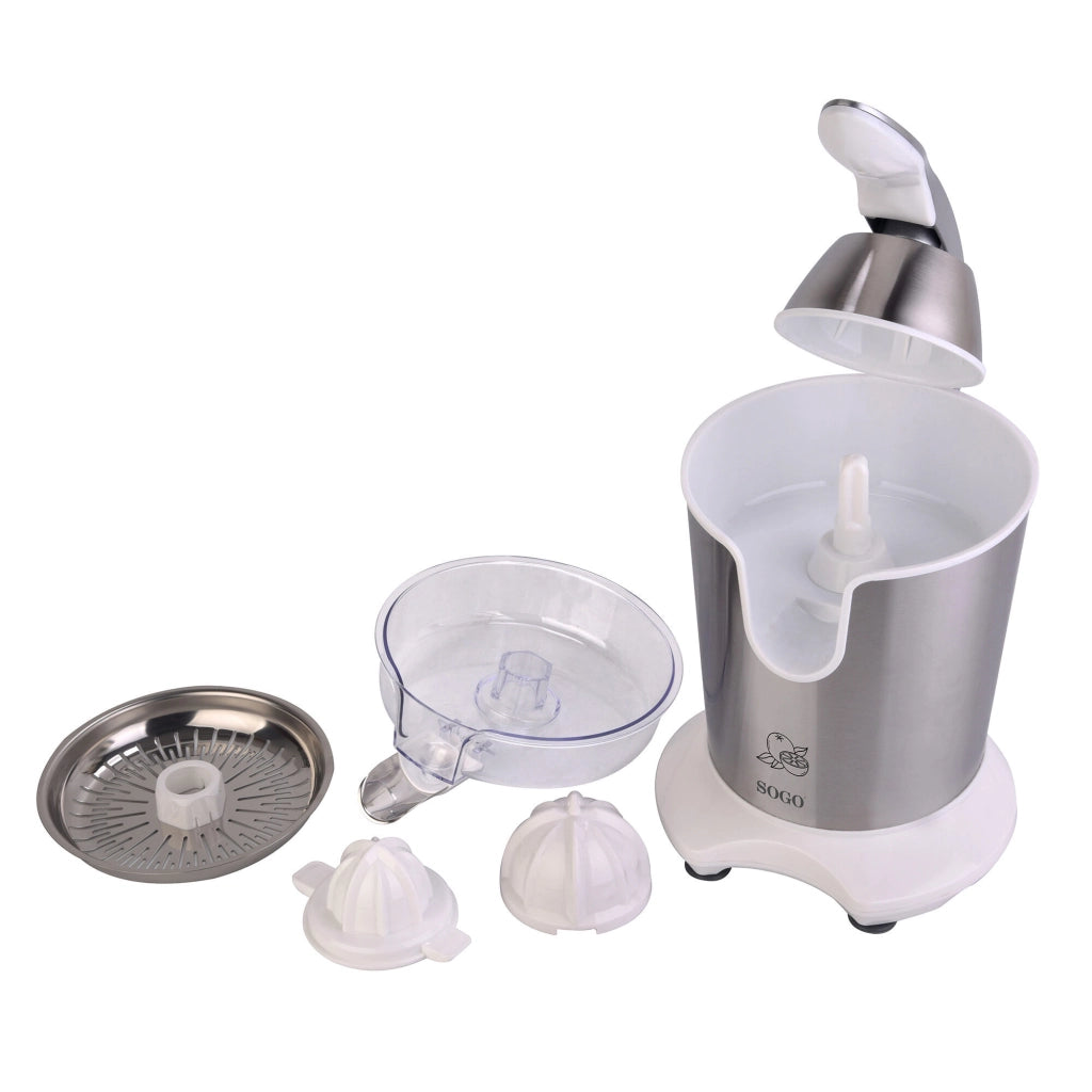 Spremiagrumi elettrico con leva pressione, 2 coni acciaio inox, capacità 550ml, funzione antigoccia 160W - SOGO