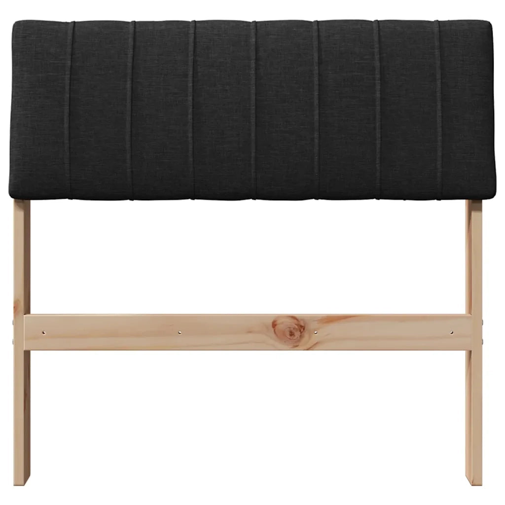 Testiera imbottita Nero 80 cm Pino massello 879256