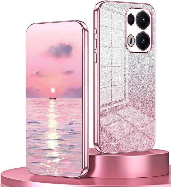 Hoesje in silicone TPU per Oppo Reno 13 Pro 5G con bordo galvanizzato, colore rosa, ultra-durato e shockresistente.