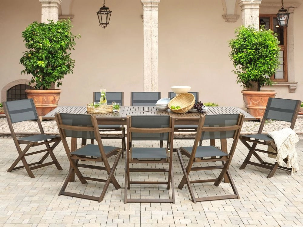 Tavolo da pranzo da giardino in marrone scuro di acacia 180 - 240 x 100 cm allungabile 8 posti rettangolare