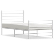 Letto singolo | Letto per adulti | Giroletto con Testiera e Pediera Metallo Bianco 90x190 cm