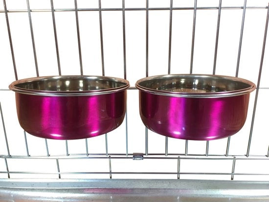 Due contenitori per cani per gabbie o recinti, dimensione M, 0,9 litri, rosa