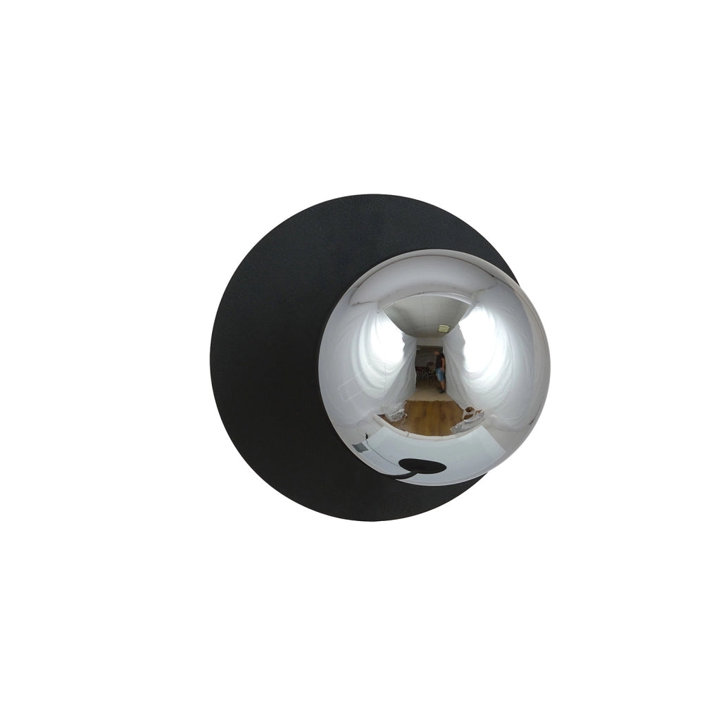 Lampada Da Parete Contemporanea Ippolita 1 Luce In Acciaio Nero E Vetro Fumè