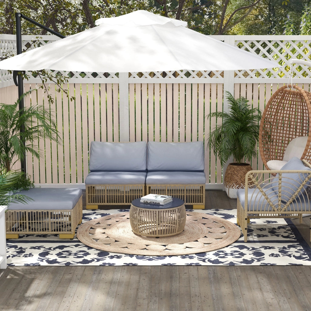 Set Tavolo e Sedie da Giardino 5 Pezzi con Cuscini ¨C Minimal ¨C PolyRattan Grigio Chiaro