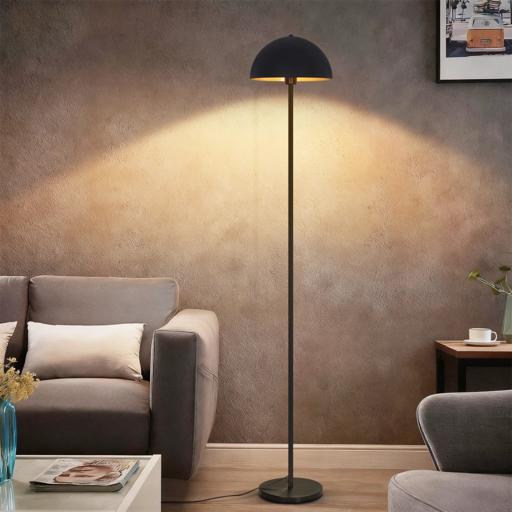 ZMH Lampada da Terra Moderna 170cm Paralume Ø30cm Metall Nero/Oro E27 Max.40W per Soggiorno Camera Senza Lampadina