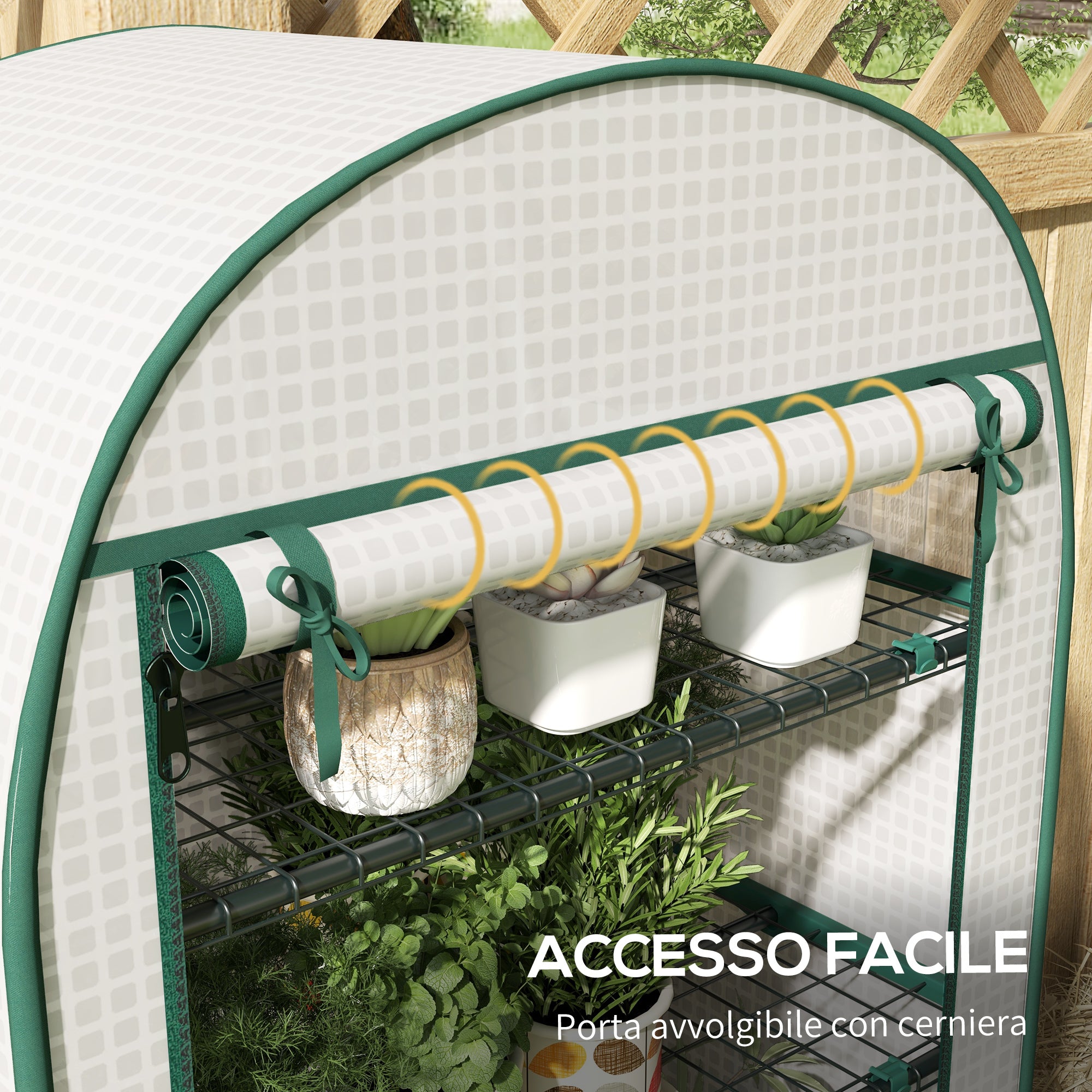 Serra da Giardino Verticale 80x50x160 cm con 4 Ripiani in Metallo e Copertura in PE Bianco