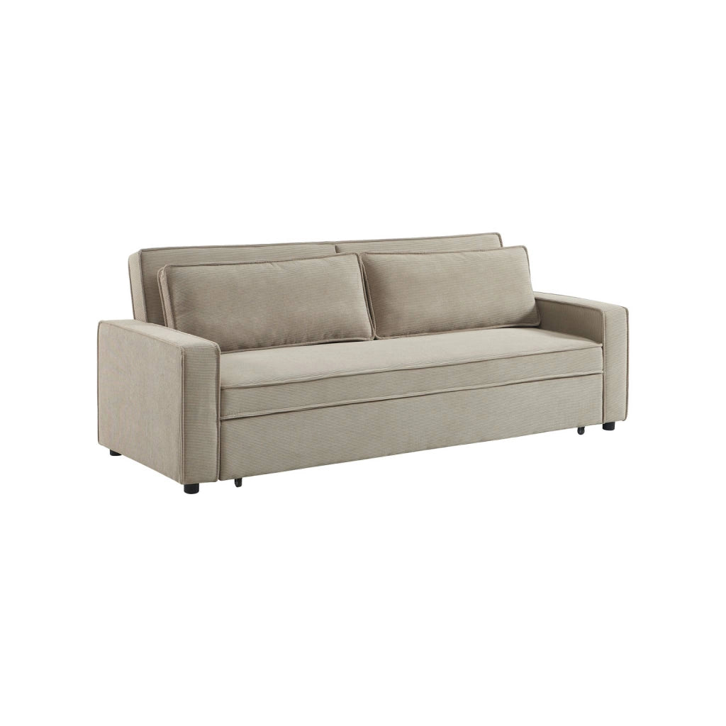 Divano letto in velluto a coste,  3 posti, beige