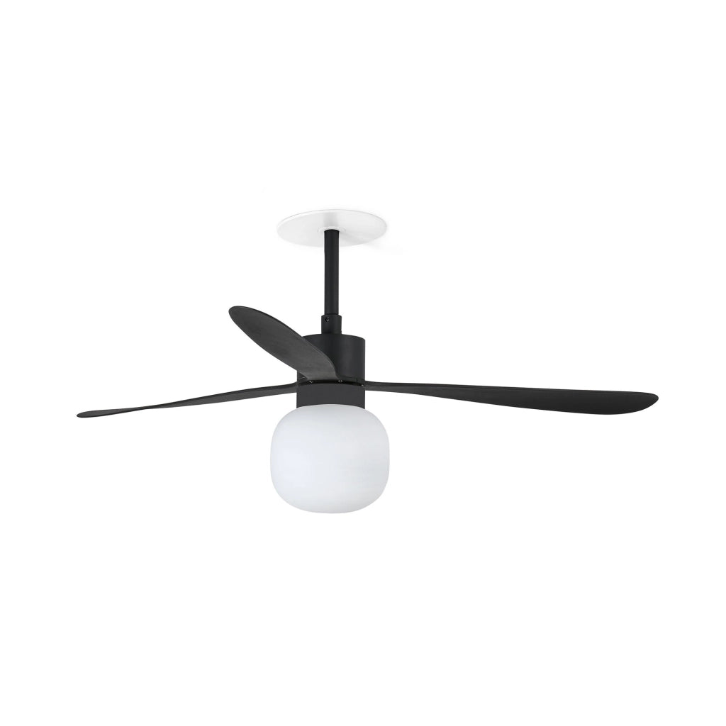 FARO Ventilatore a soffitto incasso Amelia nero opaco acciaio motore DC 6 velocita funzione inversa adatto a soffitti inclinati modello Amelia
