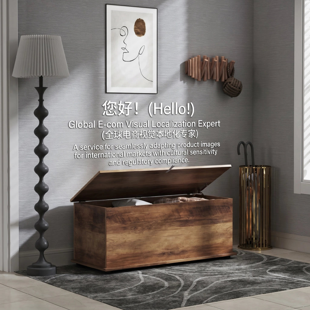 Panca contenitore con coperchio ribaltabile ¨C Xylo ¨C Marrone 100x40x40 cm