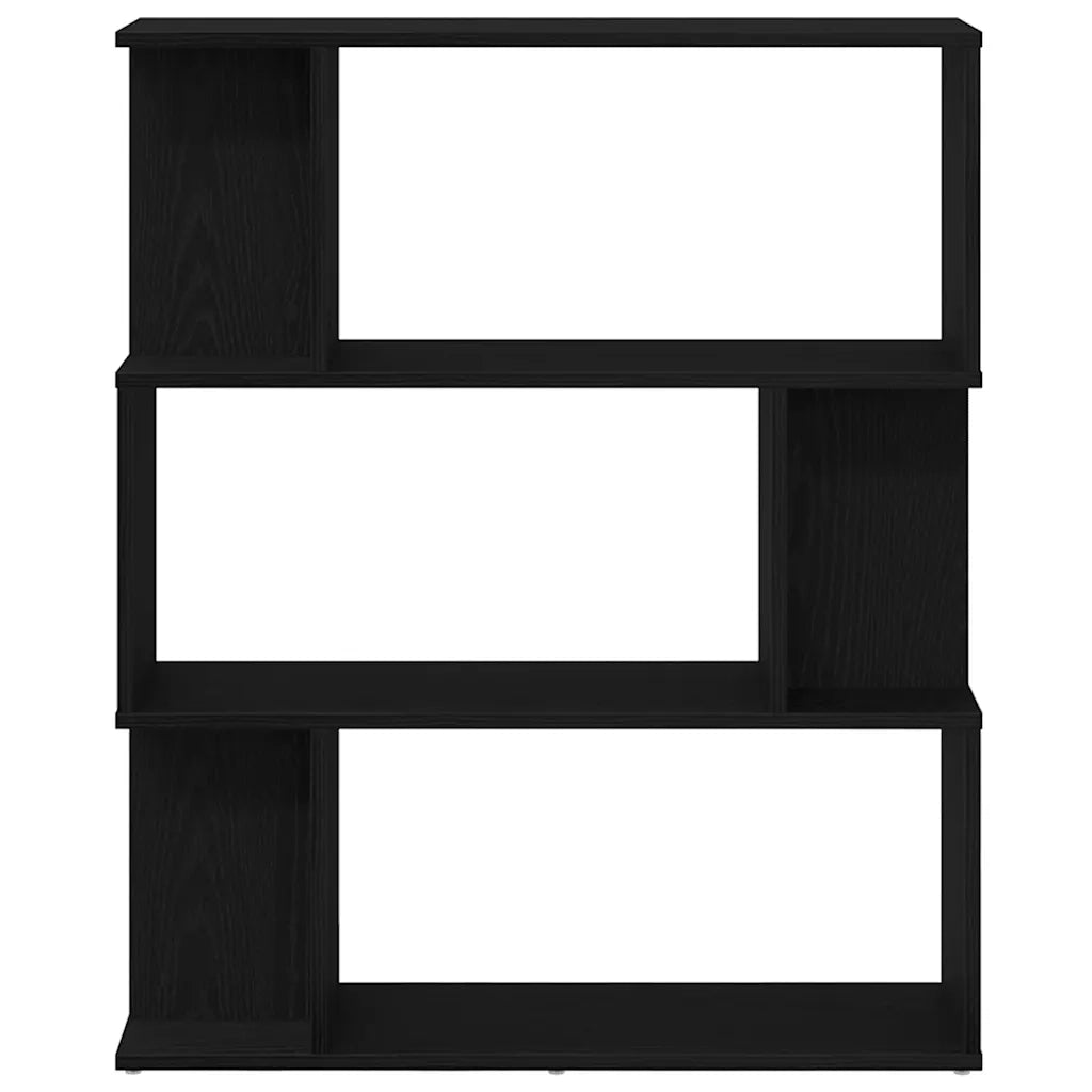 Libreria-Scaffale per Libri-Mobile di Stoccaggio Rovere Nero 80x24x96 cm in Legno Ingegnerizzato