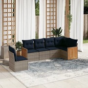 Set Divani da Giardino 6 pz con Cuscini Grigio in Polyrattan 3227699