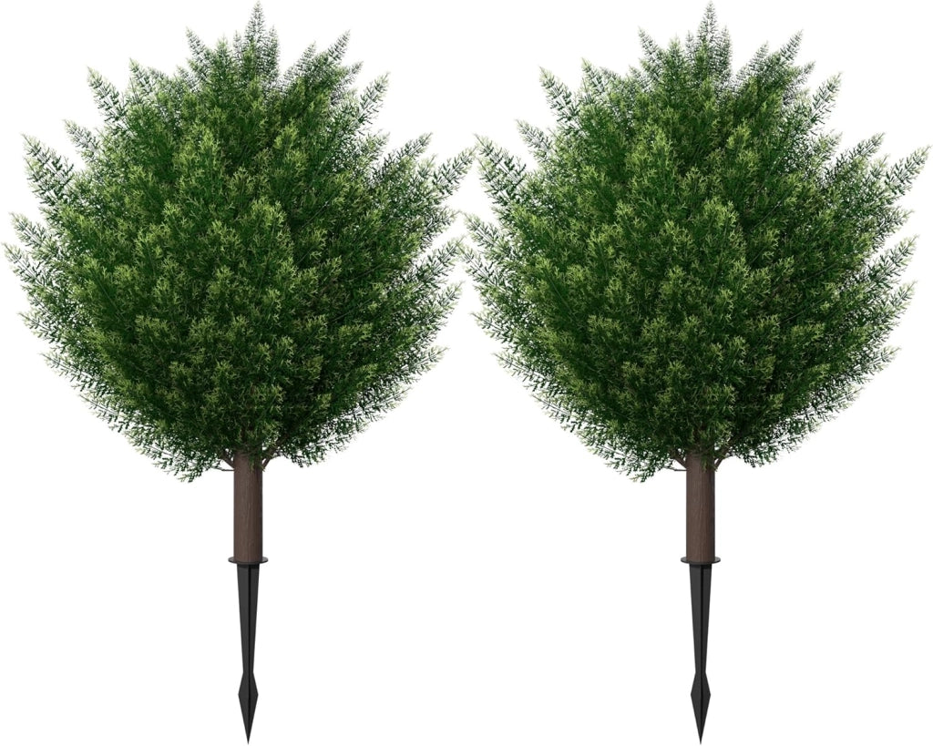 2 piante artificiali, 70 cm, in PE, con picchetti, piante artificiali, per soggiorno, camera da letto, ufficio, albero