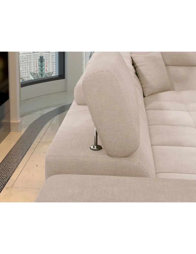 Divano ad angolo convertibile PALAZZO 4 posti beige – angolo sinistro con contenitore