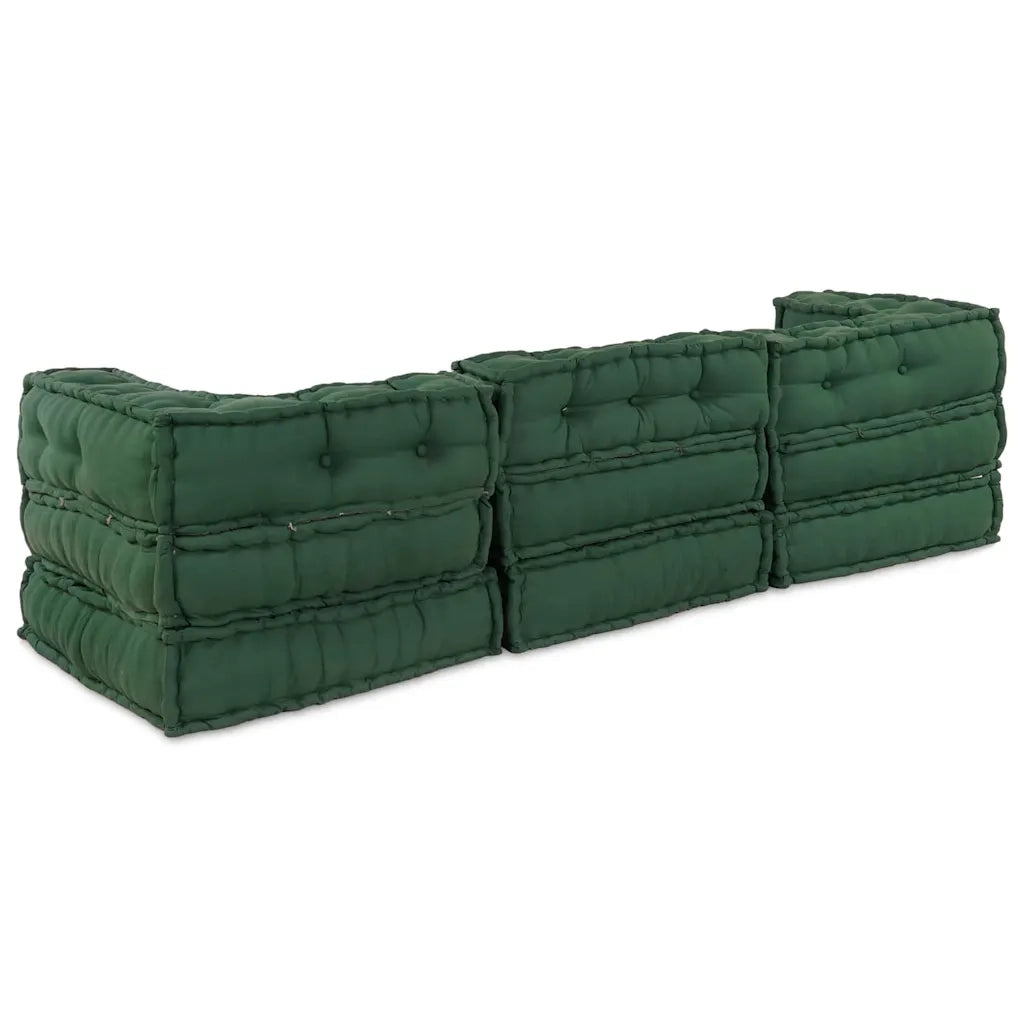 Unità di Divano Modulare 3 pcs Verde Tessuto