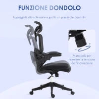Sedia da Ufficio ad Altezza Regolabile con Inclinazione e Supporto Lombare, 62x58x120-133 cm, Nera